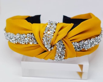 Rhinestone Top Knot Headband: Embellished Hair Accessory