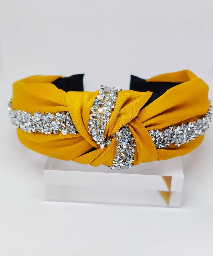 Rhinestone Top Knot Headband: Embellished Hair Accessory - Etsy display picture 1