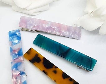 Rectangle Acrylic Hair Barrette: 90s Resin Hair Clip Set