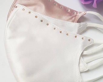 Embellished Mulberry Silk Face Mask: Diamante Wedding Mask