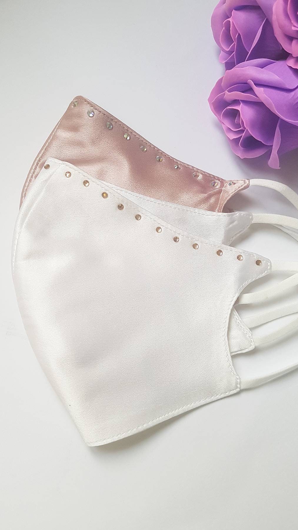 Embellished Luxury Silk Mask, 100% Mulberry Silk Face Mask, Wedding M…