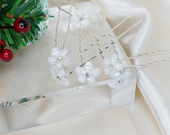 Floral Diamante Wedding Hair Pins - Bridal Headpiece, Set of 6