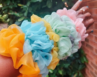 Pastel Organza Scrunchie: Handmade Hair Tie