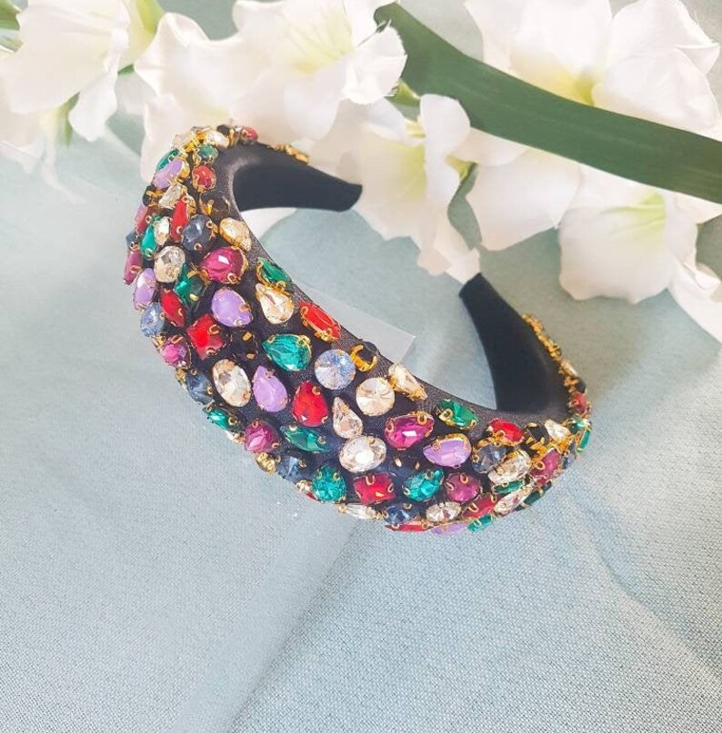 Rhinestone Jeweled Headband Wedding Crystal Embellished Etsy UK