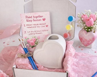 DIY Paint Your Own Heart Vase Kit | Valentine's Day Couples Activity | Easter Craft Party