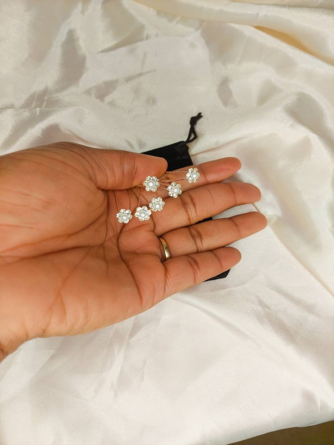 Floral Hair Pin, Set of 6 Diamante Hair Pins, Wedding Hair Pins, Bridal