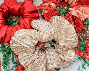 Satin Scrunchie Set: Handmade Metallic Ponytail Holders