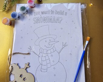 Snowman Canvas Painting Kit: Kids Christmas Activity