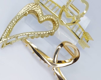 Matte Gold Hair Claw Clip: Minimalist Metal Hair Accessories