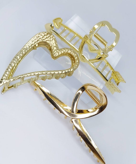 Matte Gold Hair Claw Clip: Minimalist Metal Hair Accessories 