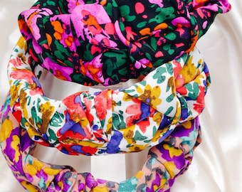 Floral Scrunchie Headband: Wide Bohemian Hair Accessory