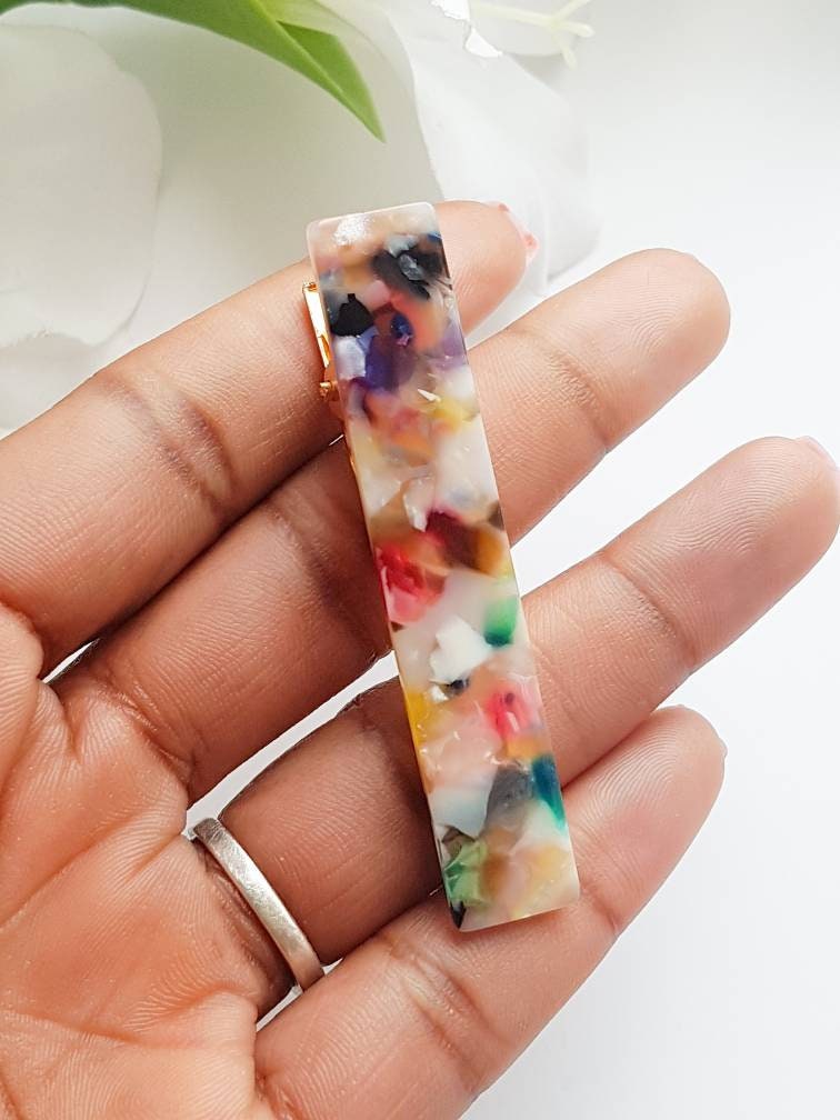 Tortoise Shell, Resin Hair Clips, Rectangle Acrylic Hair Barrette, Ac…