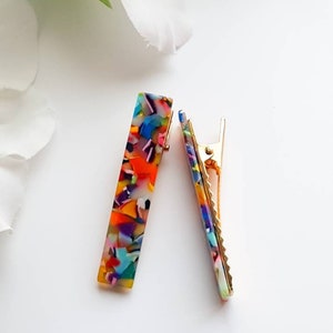 Tortoise Shell Acrylic Hair Barrette: 90s Resin Hair Clip