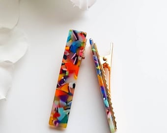 Tortoise Shell Acrylic Hair Barrette: 90s Resin Hair Clip