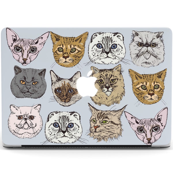 Cats MacBook Pro 15 2019 Case MacBook Air 13 2018 inch Case Animals MacBook Retina 15 Case MacBook Pro 2018 Custom illustrated Cat CGD2165