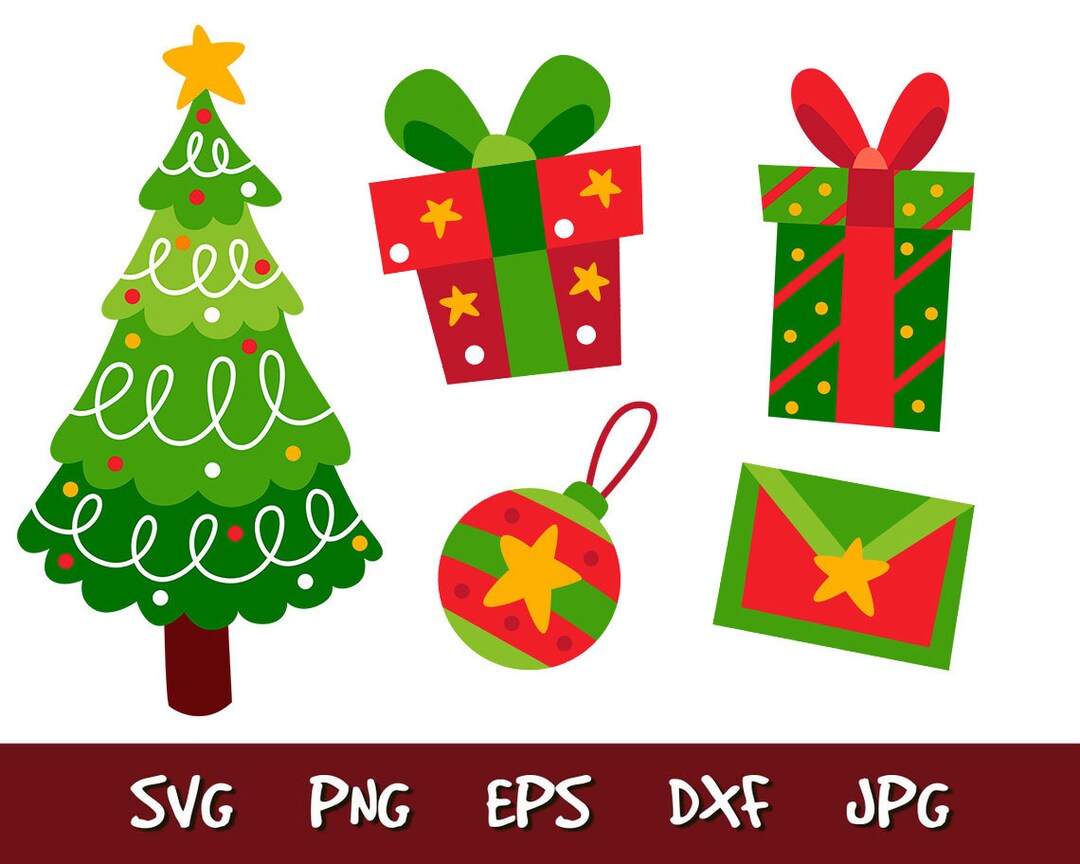 Christmas Tree Gifts Art Images Eps PNG Dxf Download Files Christmas