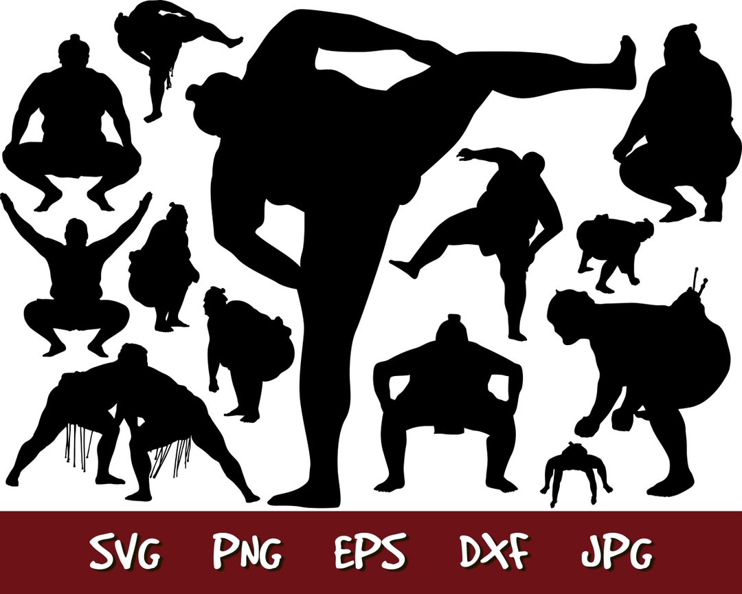 Sumo Wrestling Set SVG Sumoist Sportsmen Images Eps PNG Dxf Download ...