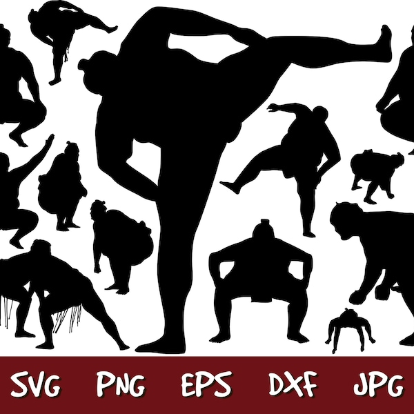 Sumo Wrestling Set SVG Sumoist Sportsmen Images eps PNG dxf Download Files Sumo Ideas Vectors Cut Files Zip File png eps dxf jpg ANM1410