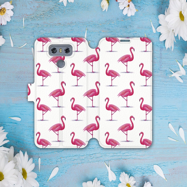 Flamingo Leather Wallet Case Lg K8 2017 Protective Case Lg G5 Cover Tropical Leather Wallet Case Trendy Lg K10 iPhone Best Gift CGD2112