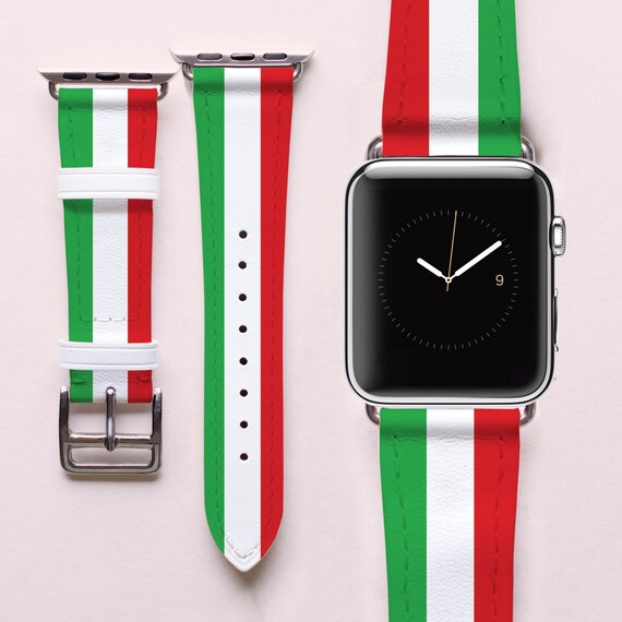 Italian Flag Apple Watch Band Leather Watch Band Stripes Watch Etsy
