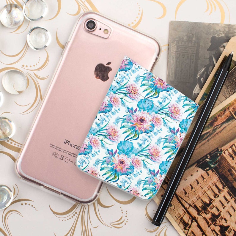Lily Pocket Card Holder Leather Holder iPhone Card Holder ID Holder Leather Wallet Card Pocket Flower Pocket Credit Card Holder CGD2207