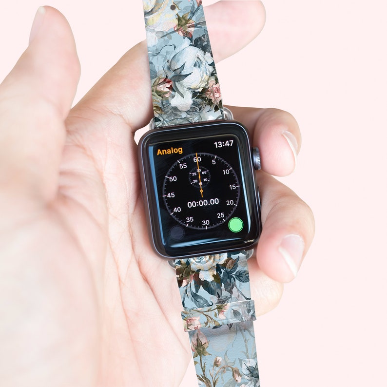 Floral Apple Watch Band Leather Watch Band Apple Watch Band 38 Etsy