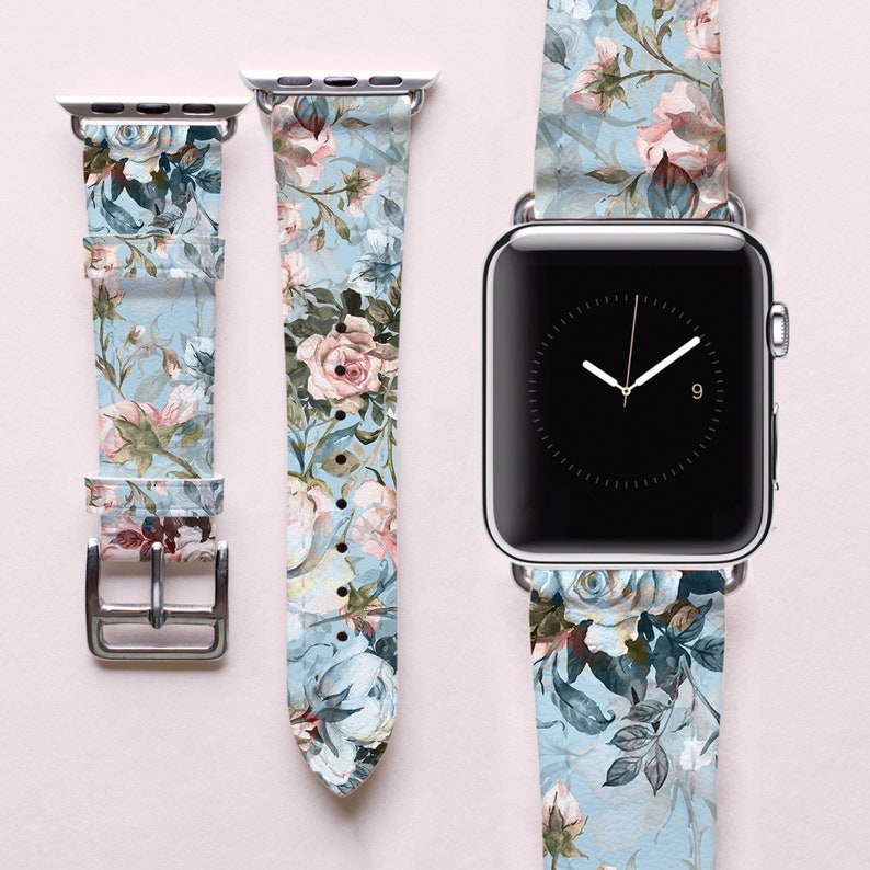 Floral Apple Watch Band Leather Watch Band Apple Watch Band 38 Etsy