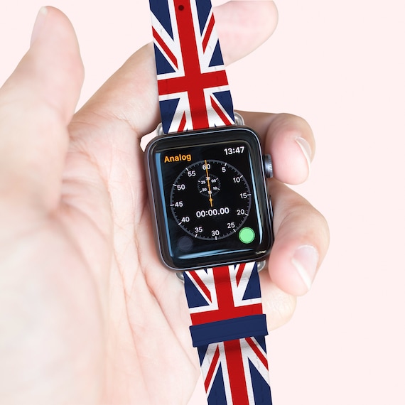 British Flag Apple Watch Leather Band London iWatch Strap 42 mm