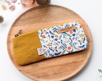 Imela - cosmetic bag / case / spring meadow / curry & white