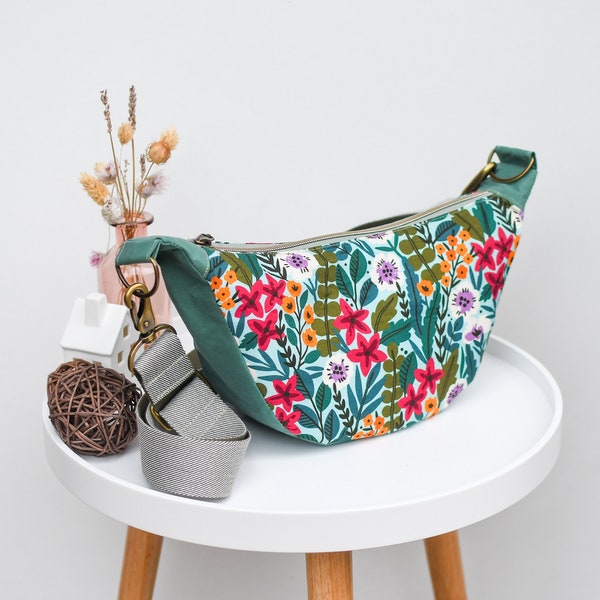 Belt bag / belly bag / Luna moonbag / half moon bag / flower storm, colorful