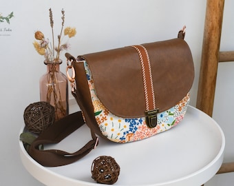 SVEA / Shoulder bag / Flowers / Orange, brown & light blue