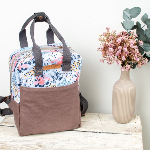 Mini Making Backpack / Blumenwiese / Canvas grape