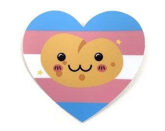 Trans Pride Potato Sticker, Cute Transgender Sticker, Trans Vinyl Decal