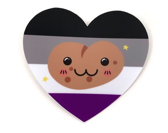 Asexual Pride Potato Sticker, Cute Ace Sticker, Bisexual Vinyl Decal