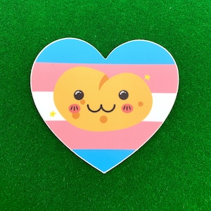 Autocollant de pomme de terre de fierté trans, autocollant transgenre mignon, décalcomanie en vinyle trans