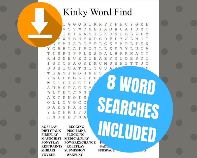 Kinky Word Search, Naughty Word Search, BDSM Word Search, DDLG Word