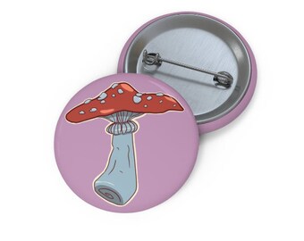 Mushroom Button, mushroomcore pin, cute cottagecore button