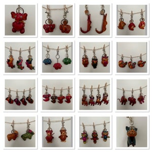 Handmade Leather Animal Shape Design Model 3D Bag Charm Keychain Keyring for Pet Lovers