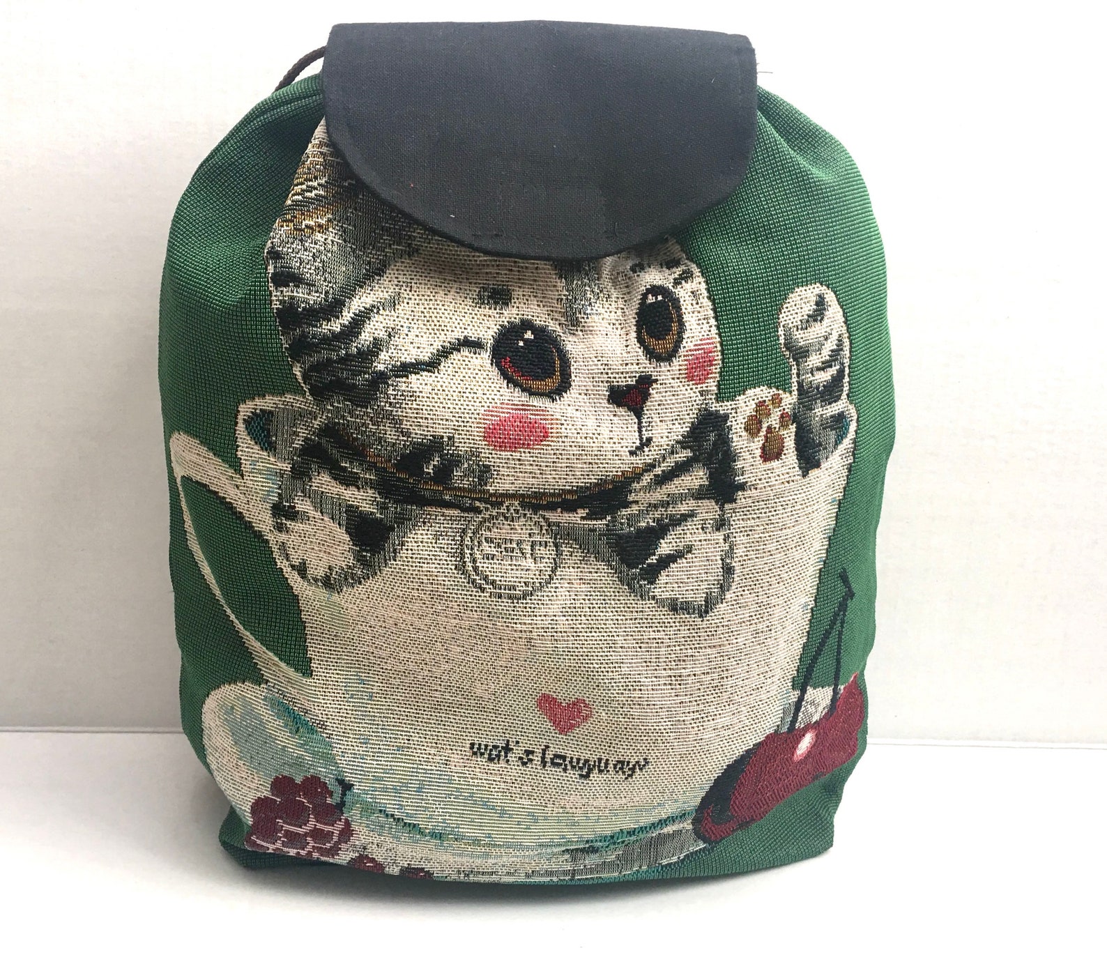 Kitten Cat Drawstring Backpack Overnight Bag School Book Etsy