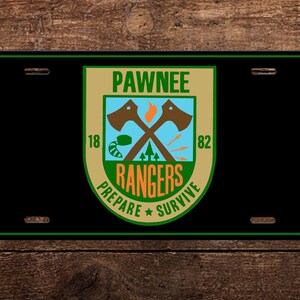 Pawnee Rangers (Black) License Plate - (Parks & Rec - TV Show-themed)