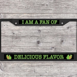 Psych - I'm Am a Fan of Delicious Flavor - Matte Black (Metal) License Plate Frame (Psych - TV Show-themed)