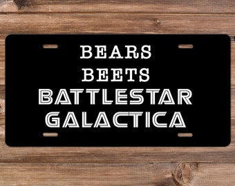 Bears. Beets. Battlestar Galactica - License Plate  (The Office-themed)