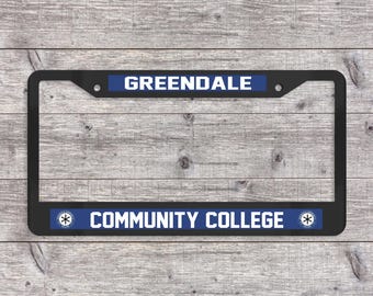 Greendale Community College - Matte Black (Metal) License Plate Frame (Community-themed)