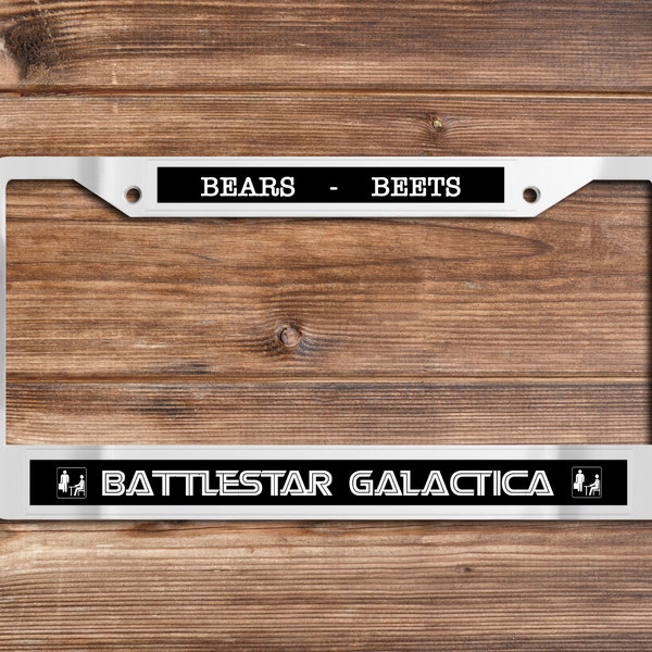 Bears. Beets. Battlestar Galactica - Chrome License Plate Frame (The Office-themed)