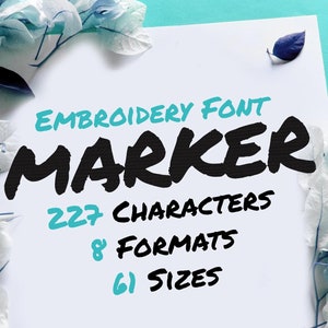 Marker Brush Embroidery Font, Brush Font, Paint Brush Embroidery Font, Typography, Alphabet Design, Letters Embroidery, Numbers Embroidery