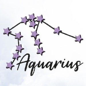 Aquarius Zodiac Machine Embroidery Design, Astrological Sign Star Constellation, Astrology Symbolism, Horoscope Star Signs