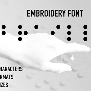 Alphabet, polices de caractères tactiles pour broderie, polices braille, polices de caractères de broderie, Typographie, alphabet, chiffres en braille