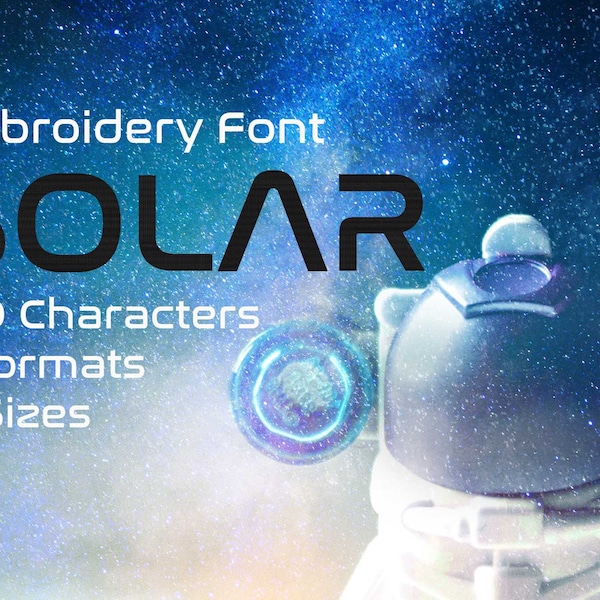 Solar Modern Techno Embroidery Font, Sci-Fi Futuristic Modern Font, Typography, Alphabet Design, Letters And Numbers