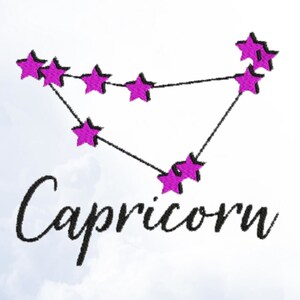 Capricorn Embroidery Design, Zodiac Embroidery, Astrological Sign Star Constellation, Astrology Symbolism Art For Embroidery Machines