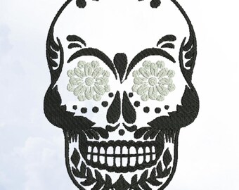 Schedelborduurontwerp, Halloween-borduurbestand (direct downloaden)